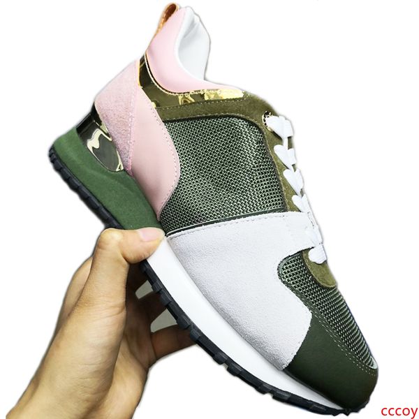 

designer men women run away sneaker brand shoes fashion calf leather sneakers ladies tennis trainers black brown flowers us12