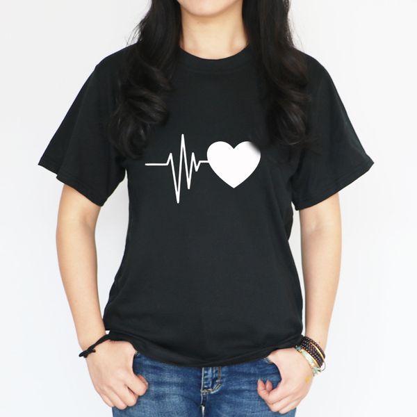 

новая любовь сердце забилось печать t-рубашка женской летней футболки с случайного узором смешной рубашки дамы топ женщин моды футболка nvtx, White