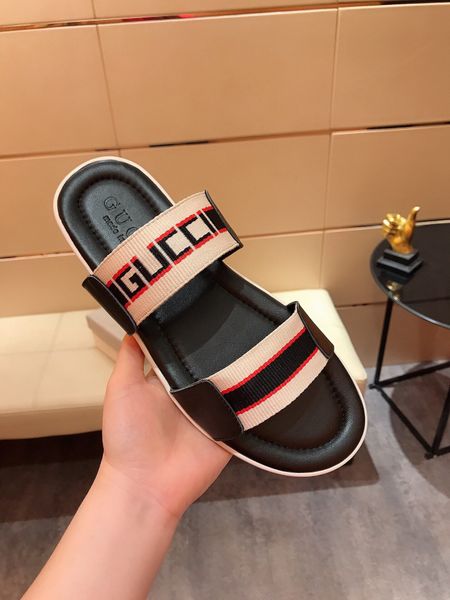 

2020 luxury designer mens womens summer sandals beach slide casual slippers ladies comfort shoes print leather flowers bee h-204, Blue;gray