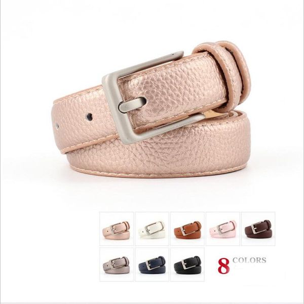 

2018 new luxury silver square buckle belt female ladies black white blue brown 1 inch wide waistbands for women jeans pants, Black;brown
