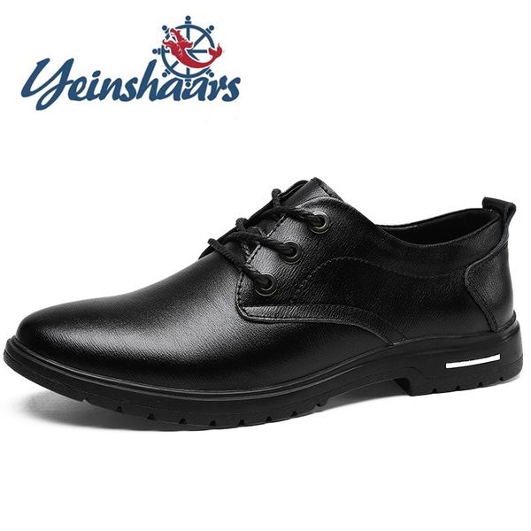 

footwear fashion men shoes casual natural leather brand driving flats club party british style luxury genuine leather low top, Black