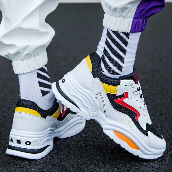 

ins vintage chunky sneaker kanye west light breathable men casual shoes zapatillas de hombre casual tenis masculino fashion, Black