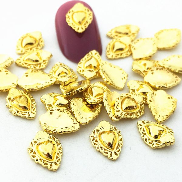 

10pcs/bag japan new 3d nail art decorations metal sailor moon heart style nail parts accessories diy charm supplies, Silver;gold