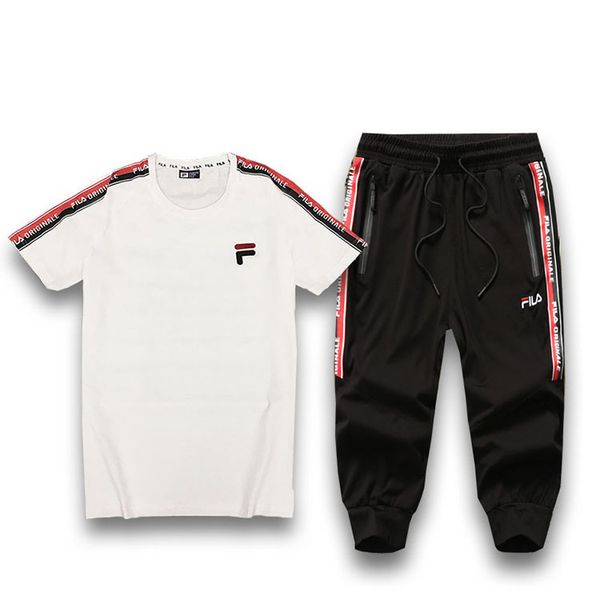 

active style designer tracksuits for men summer explosion short sleeve + pants two piece with embroid printed women brand sport suits, Gray