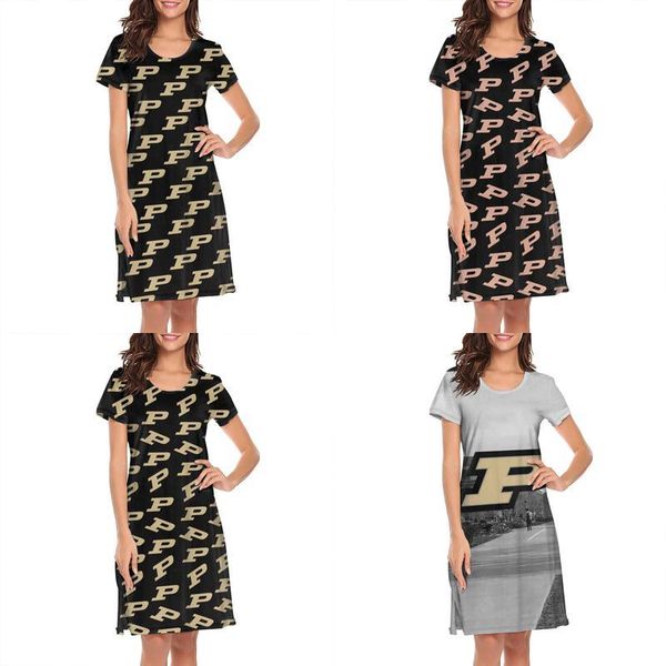 

женский дизайн печать индиана пердью boilermaker футбол черный белый плюс размер рубашка платье дизайнер чемпион ретро loungewear мило, Black;gray