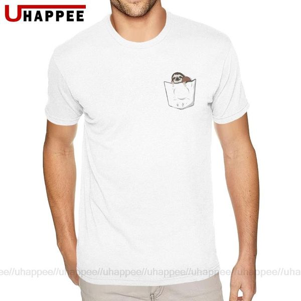 

custom sloth in a pocket art tshirt mens make your own short sleeved soft cotton round neck t shirt, White;black