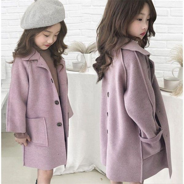 

kids wool coat thick girl snowsuit winter jackets for girls outwear baby jackets girls blends toddler fur coats children clothes, Blue;gray