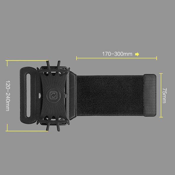 180 graus VUP Stretchable Armband Sports Cycling Running Rotatable Ajustável Silicone Silicone Pulseira Celular Titulares para iPhone11 XS XR