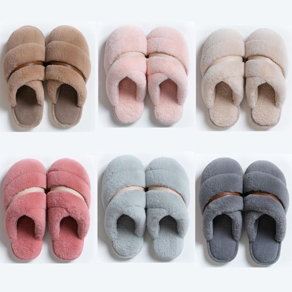 

non-brand winter women men slipper fur flip flops sandals indoor keep warm home shoes rubber flat sandals 38-45 style 22