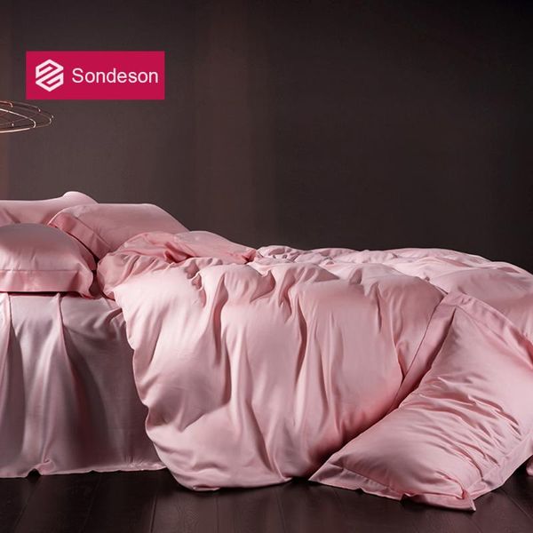 

sondeson beauty 100% mulberry silk noble pink bedding set silky  king duvet cover flat sheet pillowcase quilt cover