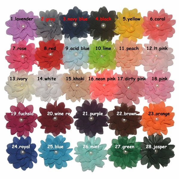 

40pcs/lot 7cm chiffon flower fabric flowers for headband diy hair accessories lsfb064