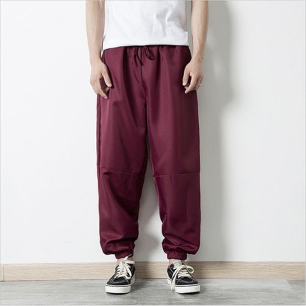 

2018 new style fashion men's casual solid loose with pocket pants trousers pencil hip-hop harem hot, Black