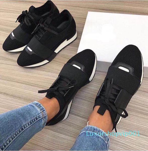 

fashion luxury designer sneaker man woman casual shoes genuine leather mesh pointed toe race runner shoes outdoors trainers with box us5-12, Black