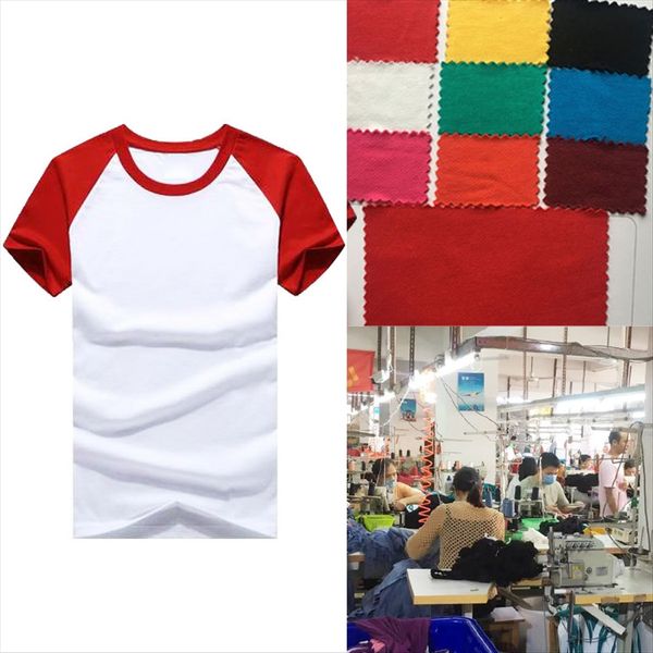

tao knitted oem oem men's and women's sleeve contrast color t- pullover pullover round collar shirt t-shirt women, White