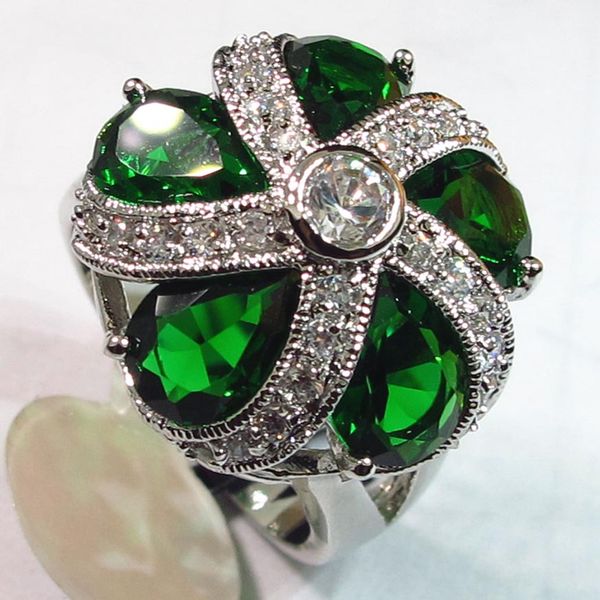 

shunxunze berserk engagement rings jewelry for women's clothing accessories dropshipping peridot cubic zirconia rhodium plated r384 siz, Silver