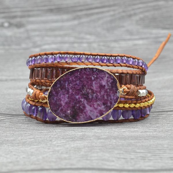 

exclusive natural stone rhinestone 3 layers leather cuff bracelet women wrap bracelets femme bracelets gifts dropship, Golden;silver