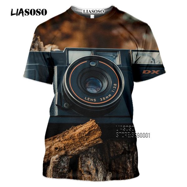 

men's t-shirts liasoso camera lens t-shirt 3d print taking po pographer tee shirt women summer vintage casual fitness shirts, White;black