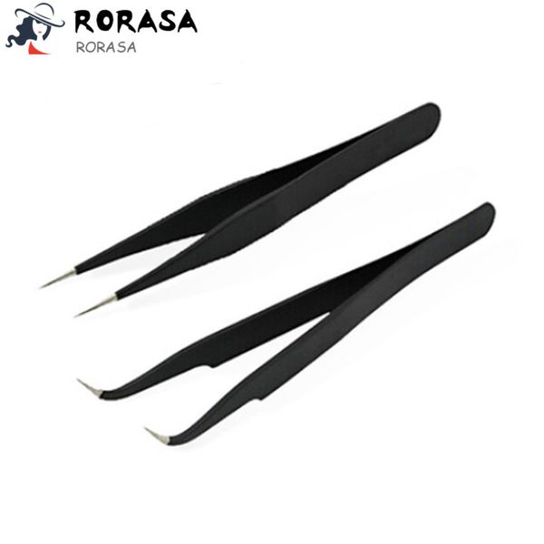 

1 pc straight curved manicure tweezers stainless steel nail sticker rhinestone pickup eyebrow tweezers eye makeup manicure tools