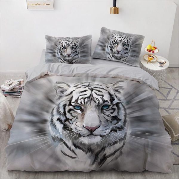 

3d bedding sets black duvet quilt cover set comforter bed linen pillowcase king  203x230cm size animal tiger design printed
