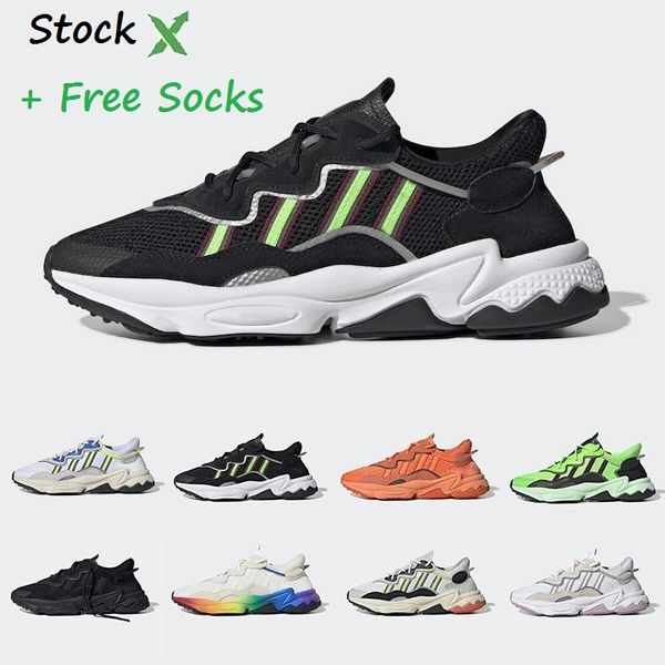 

stock x pride 3m светоотражающие xeno ozweego мужчины женщины кроссовки зеленый солнечный желтый хэллоуин тона ядро черный тренер спортивные