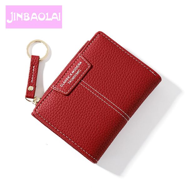 

women wallet pu leather female purse mini hasp solid multi-cards holder fashion coin short wallets slim small wallet zipper hasp, Red;black