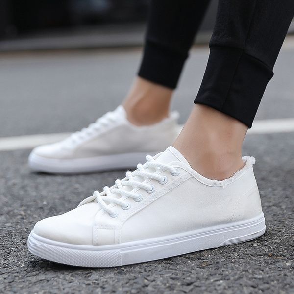 

casual shoes men cotton canvas shoes lace-up men casual walking new plimsolls male footwear autumn breathable sneakers, Black