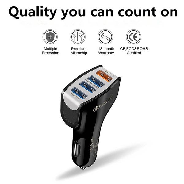 

usb fast car charger 3.0 quick charge 4 ports ce qualified for iphone 11 pro max xs samsung s9 note10