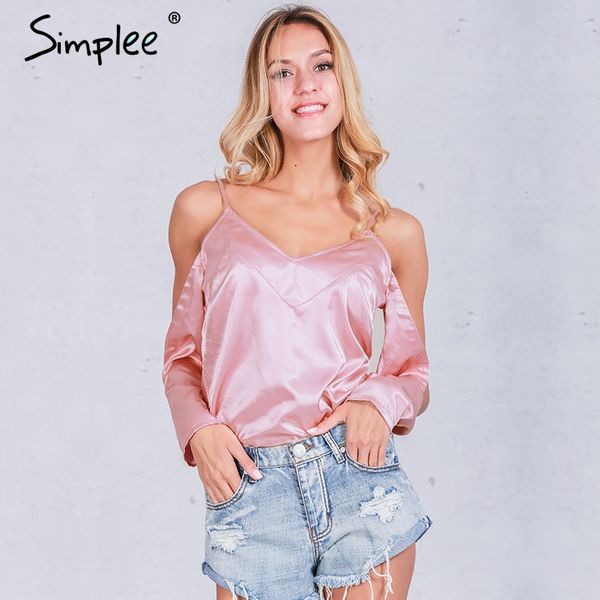 

women's tanks & camis simplee cut out sleeve satin camisole tank v neck women autumn winter streetwear backless, White