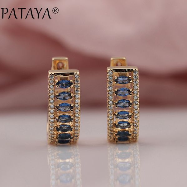 

pataya new micro wax inlaid multicolor horse eye natural zircon long dangle earrings women wedding party hollow trendy jewelry, Silver