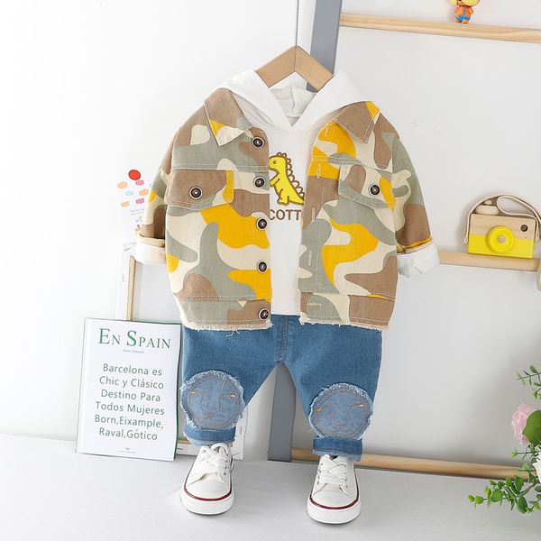 

hylkidhuose 2020 весна baby boys комплекты одежды малышей детская одежда камуфляж джинсовое пальто с длинным рукавом с капюшоном футболка дж, White