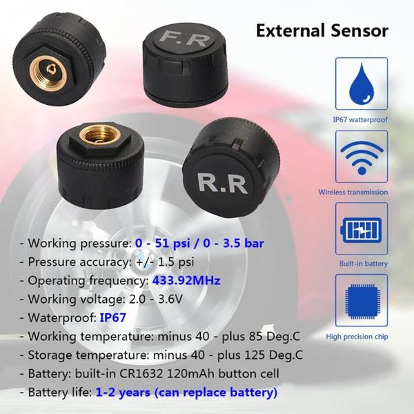 

usb tire pressure monitor system tpms external sensor auto alarm sensor module usb tpms with 4 sensors for car bus minibus and