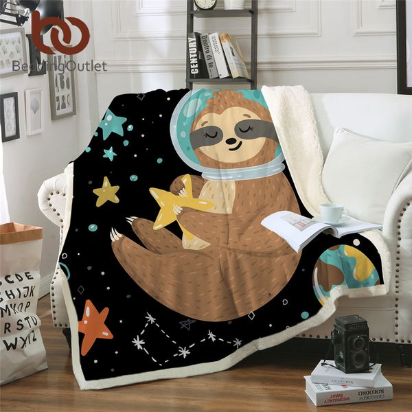 

beddingoutlet sloth blankets for bed cartoon animal plush blanket planet star bedding universe outer space sherpa fleece blanket