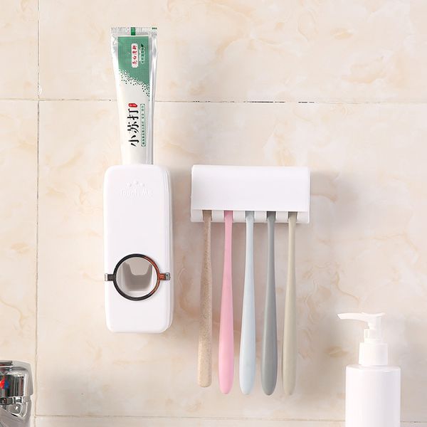 

bathroom accessories set toothbrush holder automatic toothpaste dispenser holder toothbrush wall mount rack bathroom tools set