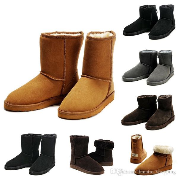 

2020 new luxury designer mens boots ankle knee winter snow booties classic mini short half men australian boots 41-45 discount, Black