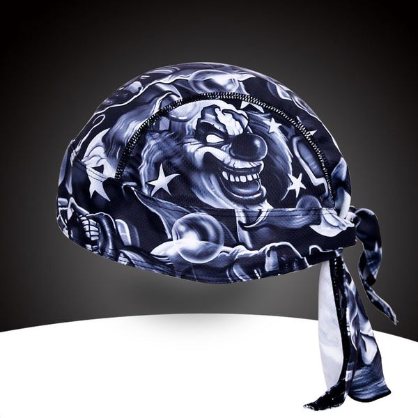 

printed mountain bike cycling hat cap pirate head scarf bicycle headband sweatproof racing riding mtb ciclismo bandana headwear, Black