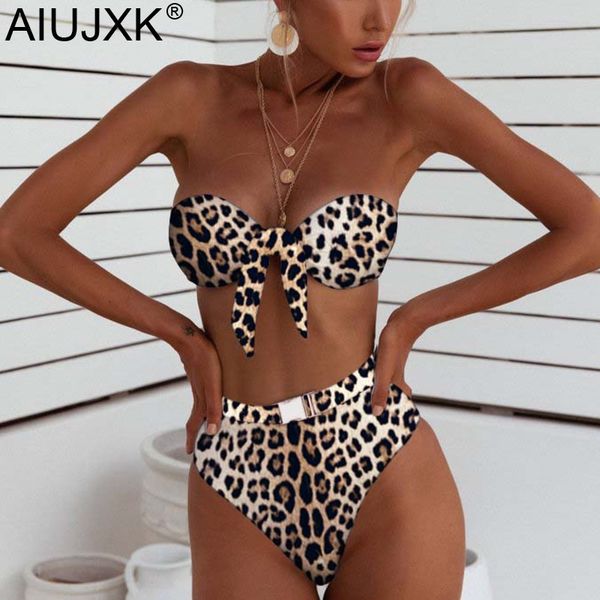 

aiujxk мода 2019 leopard snake печать бинты лук lingerie biquini женщины сексуального высокая талия бюстгальтер ladies 2 купальник, Red;black