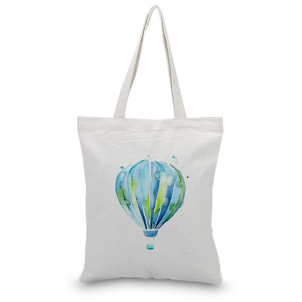 

text diy balloon pattern foldable handbag canvas tote bag shopping bag print custom print logo daily use eco reusable recycle