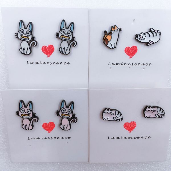 

eupnhy lovely cat stud earrings girls cartoon allergy small earrings piercing jewelry for women gifts accessories, Golden;silver