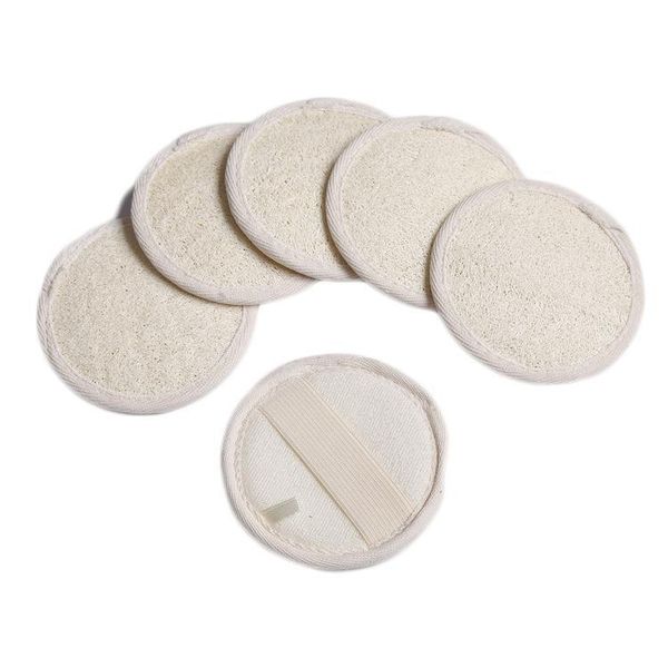 

10 * 10см круглой формы природного loofah pad кожи скруббер люфа губка ванна душ лицо тело exfoliator ванна pad