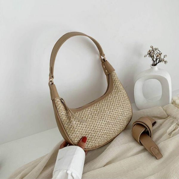 

beach bag half moon underarm bag designer luxury handbags shoulder bags woven bags 2 removable shoulder strap wholesale