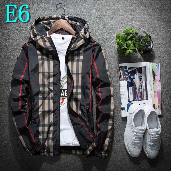 

designer new fashion jacket casual windbreaker long sleeve plus size m-5xl mens jackets zipper pocket mens hoodie coat plaid jacketse6, Black;brown
