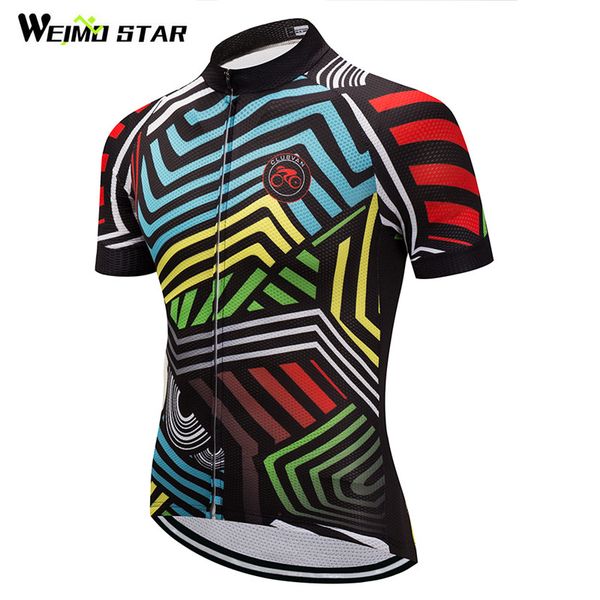 

weimostar 2020 cycling jersey summer short sleeve racing sport bicycle clothing ropa ciclismo breathable mtb bike jersey shirt, Black;red