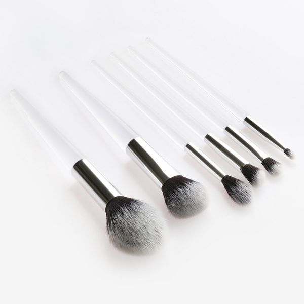 

6pcs white clear crystal makeup brush set simple make up brush cosmetics beauty tool