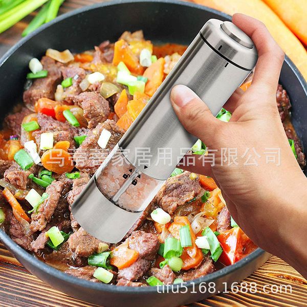 

Stainless Steel Electric Pepper Mill Household Kitchen Grinders Restaurant Pepper Mills Western Food Grinder with Visible Window