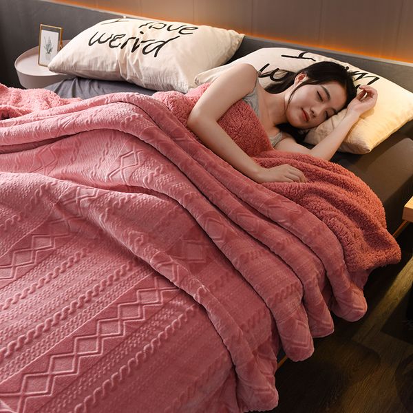 

winter thick blankets for beds bedspread weighted blanket towel super soft flannel warm blanket for sofa/car plaids