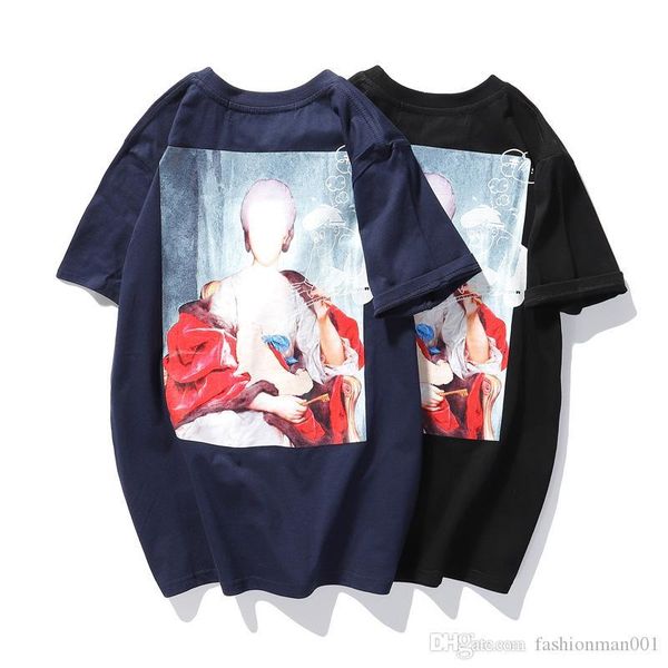 

20ss spring and summer new austrian nano oil painting direct injection printing cotton t-shirt imported cotton silk fabric trend casual, White;black
