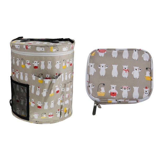 

2pcs yarn tote storage bag knitting bag for wool crochet hooks knitting needles organizer, short empty & large tube