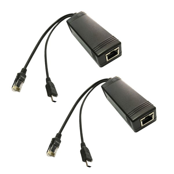 

2pcs active poe adapters, power over ethernet splitter dc 48v to dc 5v 10w