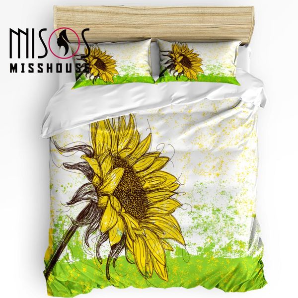 

misshouse bedding sets sunflower yellow home textile 3pcs duvet cover set comforter cover pillowcases