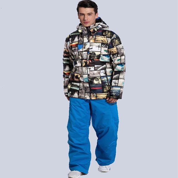 

fashion men' snow suit jackets outdoor sports snowboarding clothing waterproof windproof breathable ski jacket + pant gsou snow